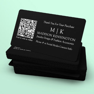 Monogram oder Add-Logo Business QR Black Insert Ca Visitenkarte