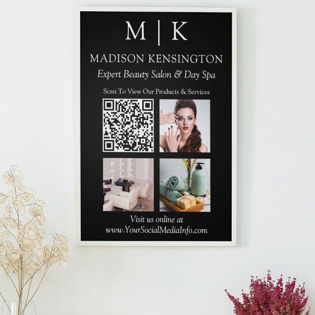 Monogram oder Add-Logo Business QR-Code-Foto schwa Poster (Edit to Customize text, colors and more)