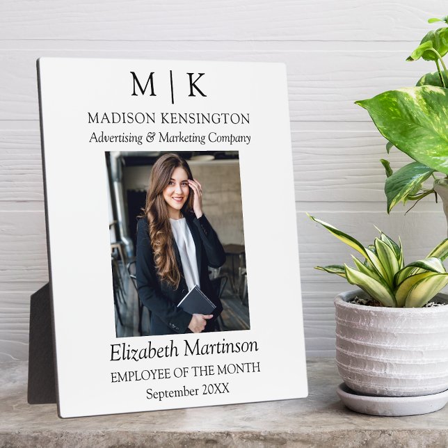 Monogram oder Add-Logo Mitarbeiter Business Award  Fotoplatte (Edit to Customize text, colors and more)