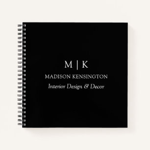 Monogram oder Add-Logos Business Black Square Notizbuch