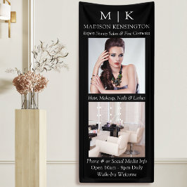 Monogram oder Logo 2 Foto hinzufügen Business Blac Banner