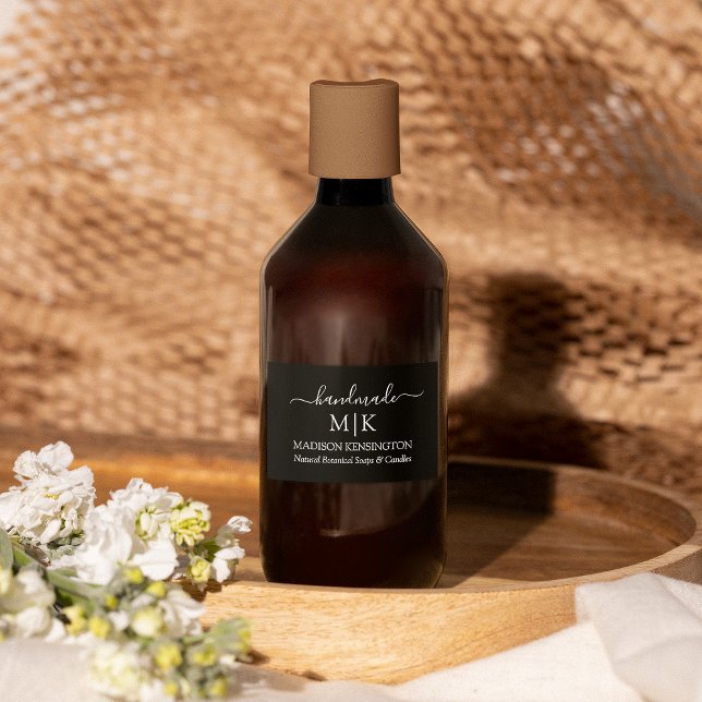 Monogram oder Logo-Handmade-Business-Label hinzufü Lebensmitteletikett (Edit to Customize text, colors and more)