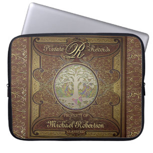 Monogram Old Leather Book Look Laptopschutzhülle