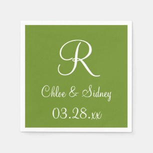 Monogram Olive Drab Designer Colored Napkins Serviette