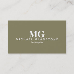 Monogram Olive Green Background Visitenkarte