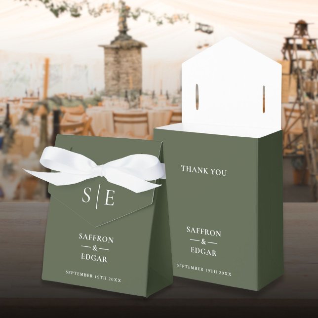 Monogram Olive Green Wedding Geschenkschachtel (Von Creator hochgeladen)