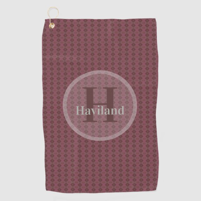 Monogram Olivenöl Golf Handtuch mit Name und Anfan (Vorderseite)