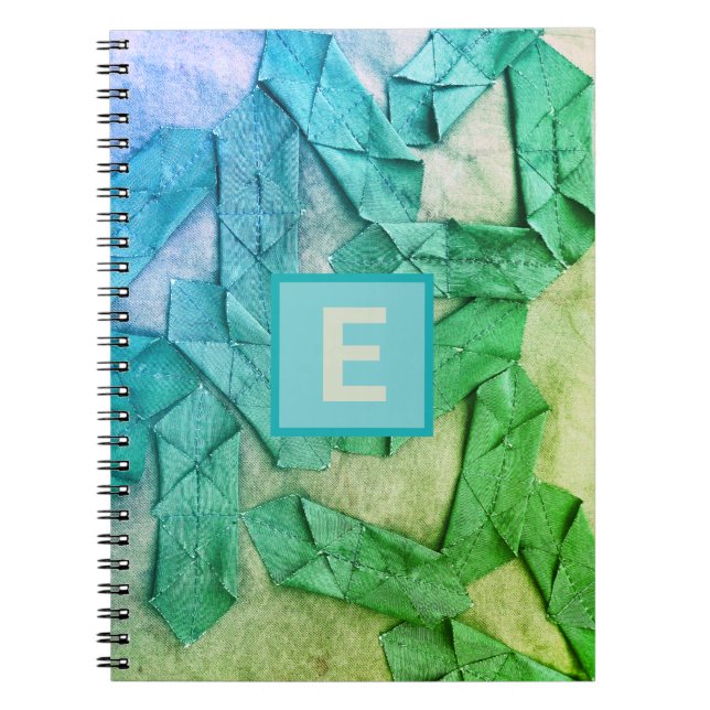 Monogram ombre aquamarin grüne Farbabweichung abst Notizblock (Vorderseite)