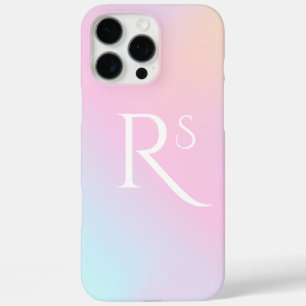 Monogram Ombre Holographic Pink Girly Personalisie iPhone 16 Pro Max Hülle