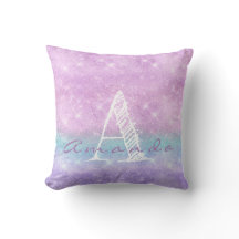 Monogram Ombre Name Lavender Blu Pastel Watercolor