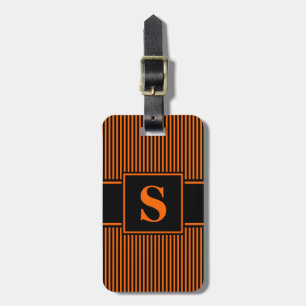 Monogram Orange Black Pinstripe Gepäckanhänger