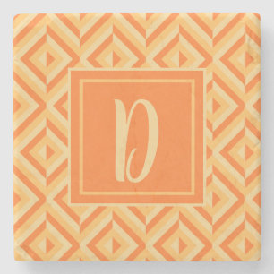 Monogram Orange Drei-Tonen-Diamantmuster Steinuntersetzer