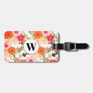 Monogram Orange Floral Botancial Luggage Tag Gepäckanhänger