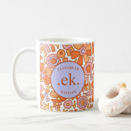 Monogram Orange Groovy Retro Kaffeetasse