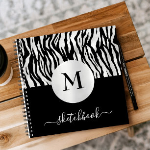 Monogram Orange Ombre Tiger Print Sketchbook Glam Notizbuch