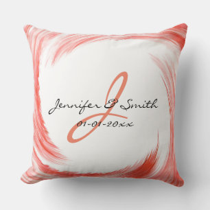 Monogram Orange Swirl Abstrakt Art Kissen