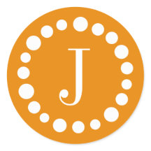Monogram Orange Template Stickers