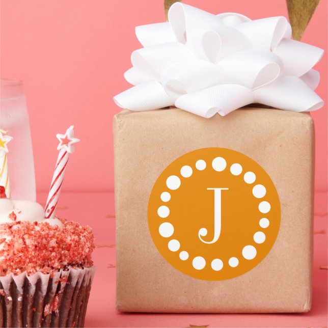 Monogram Orange Template Stickers (Party)