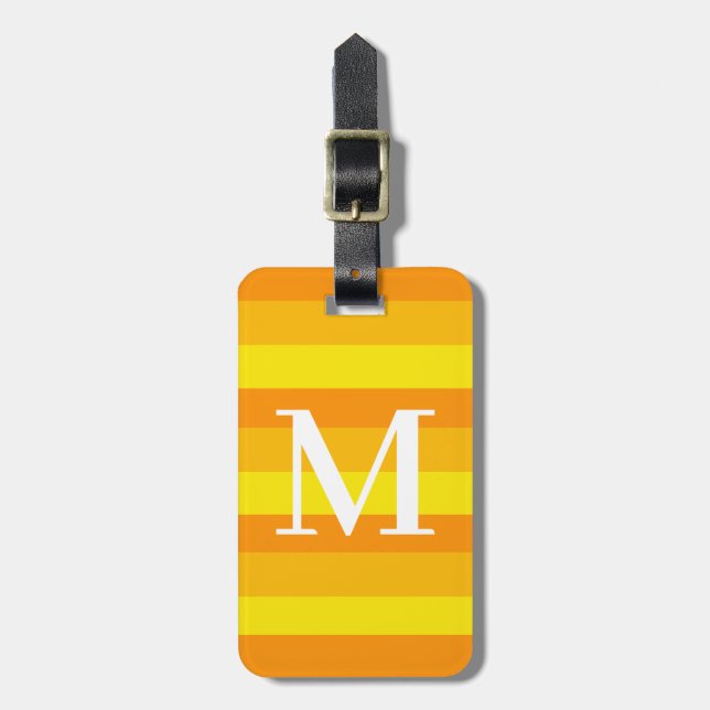 Monogram Orange Tritone Streifen Gepäckanhänger (Vorderseite vertikal)