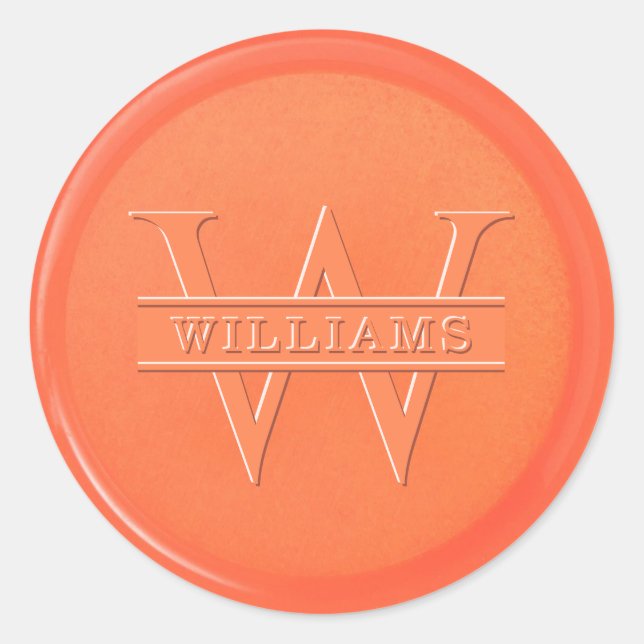 Monogram Orange Wax Siegel Sticker (Vorderseite)