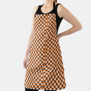 Monogram Orange White Kariert Gingham Schürze