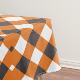 Monogram Orange White Kariert Gingham Tischdecke