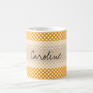 Monogram Orange White Trendy Fun Polka Dot Muster Tasse
