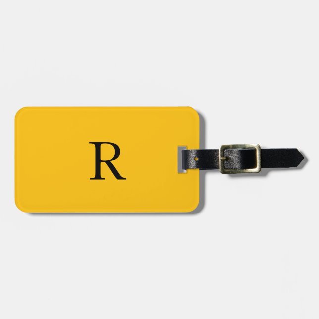 Monogram Orange Yellow Initials Name Geschenk Gefa Gepäckanhänger (Vorderseite horizontal)