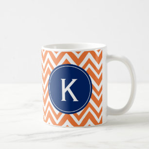 Monogram Orange Zigzag Muster Kaffeetasse
