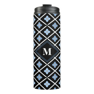 Monogram Oriental Blue Sakura Muster Thermosbecher