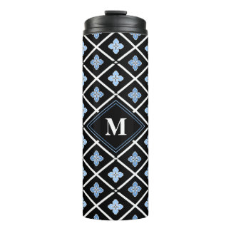 Monogram Oriental Blue Sakura Muster Thermosbecher