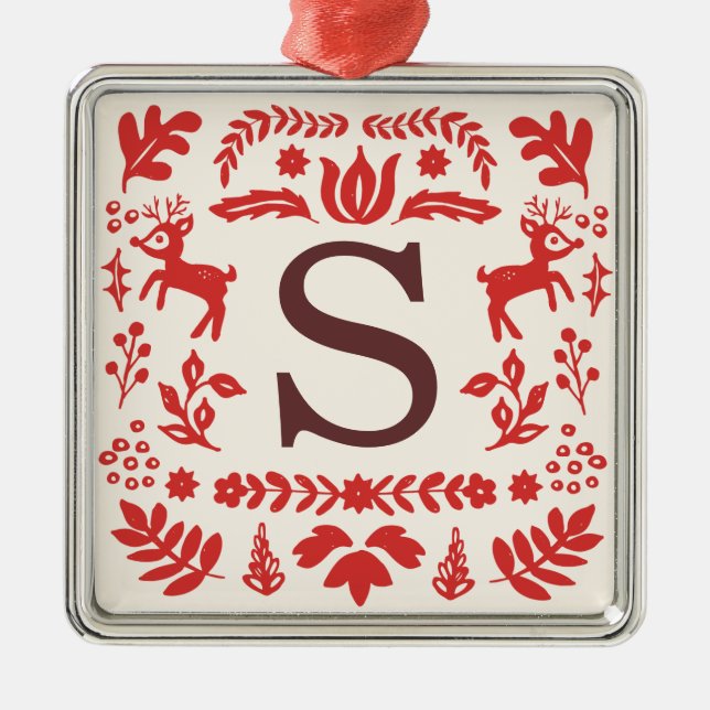 Monogram Ornament Custom Folk Art Holiday (Vorne)