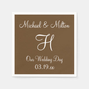 Monogram Otter Brown Classy Monochrome Napkins Serviette