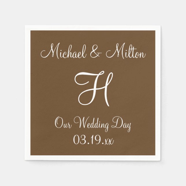 Monogram Otter Brown Classy Monochrome Napkins Serviette (Vorderseite)