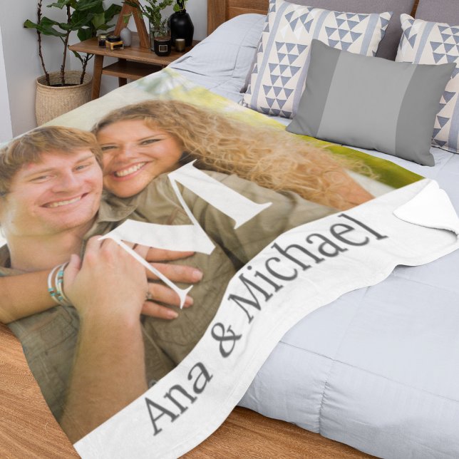 Monogram Overlay Luxe Fleecedecke (“Luxe monogram fleece blanket with bold serif initial overlay for a refined, modern accent.”)