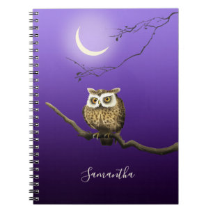 Monogram Owl Night Moon Dark Blue Small Notebook Notizblock