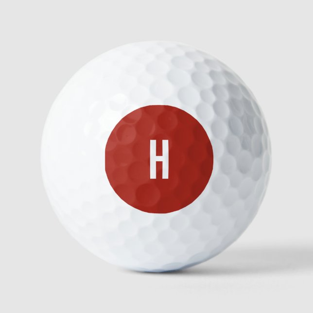 Monogram Own Name Initial Minimalist Brick Red Golfball (Vorderseite)