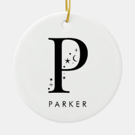 Monogram P Celestie Name Keramik Ornament