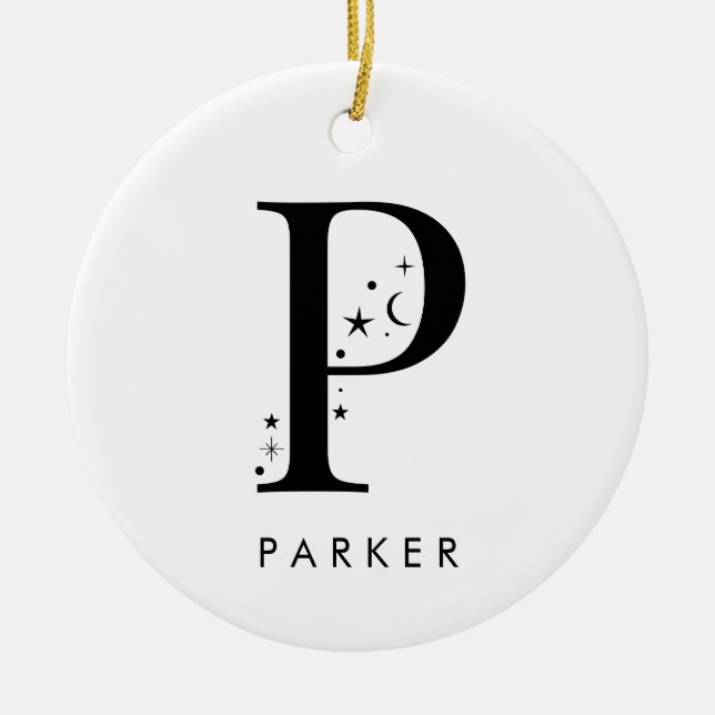 Monogram P Celestie Name Keramik Ornament (Vorne)