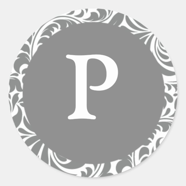 Monogram P Gray Gray Anpassbare Einladungs-Siegel Runder Aufkleber (Vorderseite)