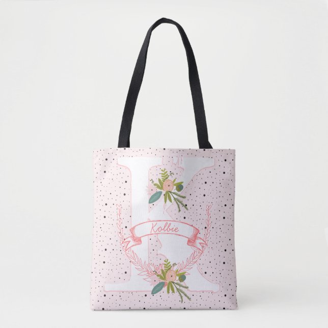 Monogram Pachy Pink Random Dot & Boho Floral (Vorderseite)