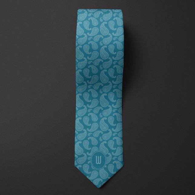 Monogram Paisley Aquamarine Krawatte (Von Creator hochgeladen)