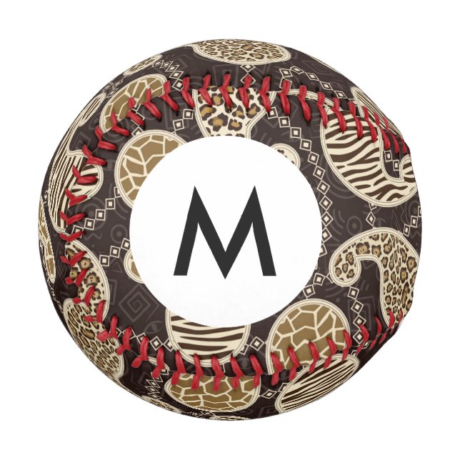 Monogram Paisley-Hintergrund Baseball (Vorderseite Links)