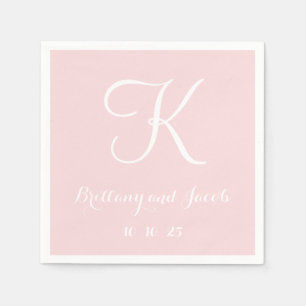 Monogram Pale Pink Classy Wedding Paper Napkins Serviette