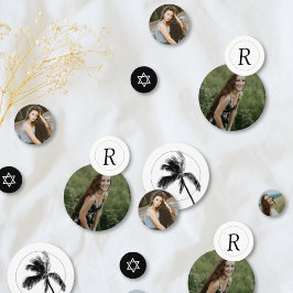 Monogram Palm Tree Bat Mitzvah Foto Confetti Konfetti