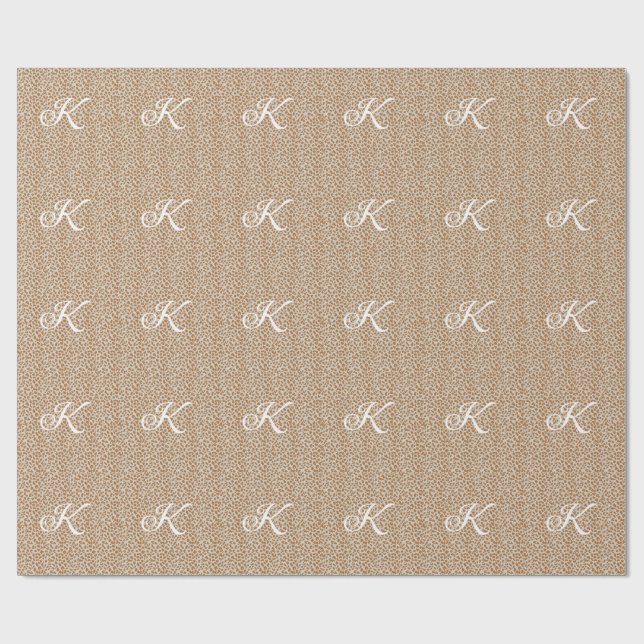 Monogram-Pantherfell hellbraunes Muster Name Buchs Geschenkpapier (Flach)