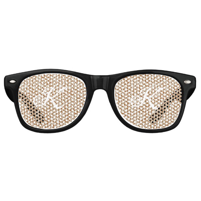 Monogram-Pantherfell hellbraunes Muster Name Buchs Partybrille (Vorderseite)