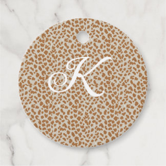 Monogram-Pantherhaut hellbraunes Muster Name Buchs Geschenkanhänger