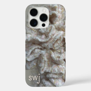 Monogram Pastel Boho Neutral Gold Cream Ruffle iPhone 16 Pro Hülle