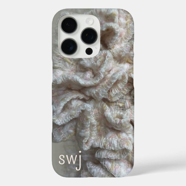 Monogram Pastel Boho Neutral Gold Cream Ruffle Case-Mate iPhone Hülle (Rückseite)